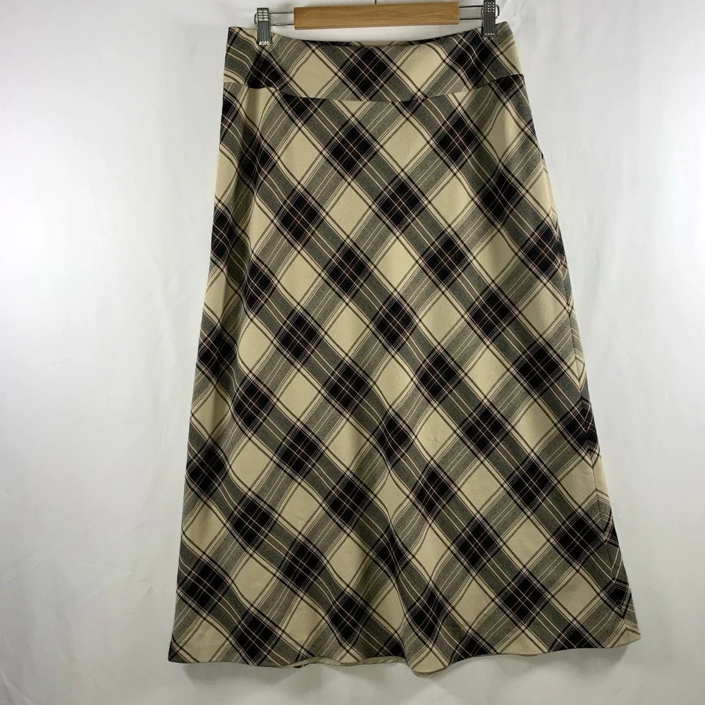 Academia Bias Tartan Plaid Midi Skirt Size 12  Old Money Countryside Heritage